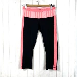 Lululemon Black Pink Stripe Crop Leggings Women's Size 6